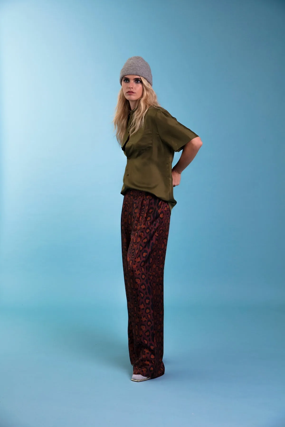 Salinas Silk Trouser Chocolate Jaguar Woman