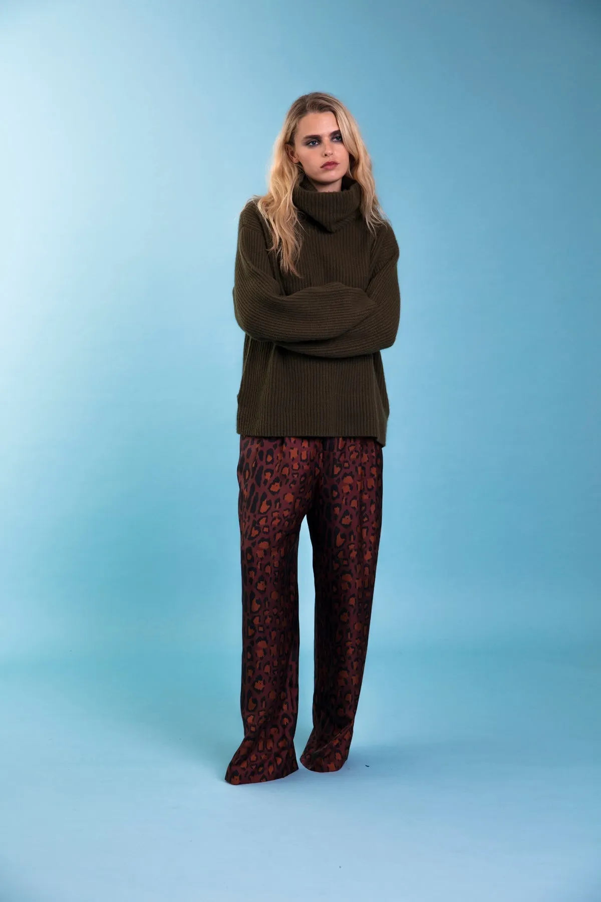 Salinas Silk Trouser Chocolate Jaguar Woman