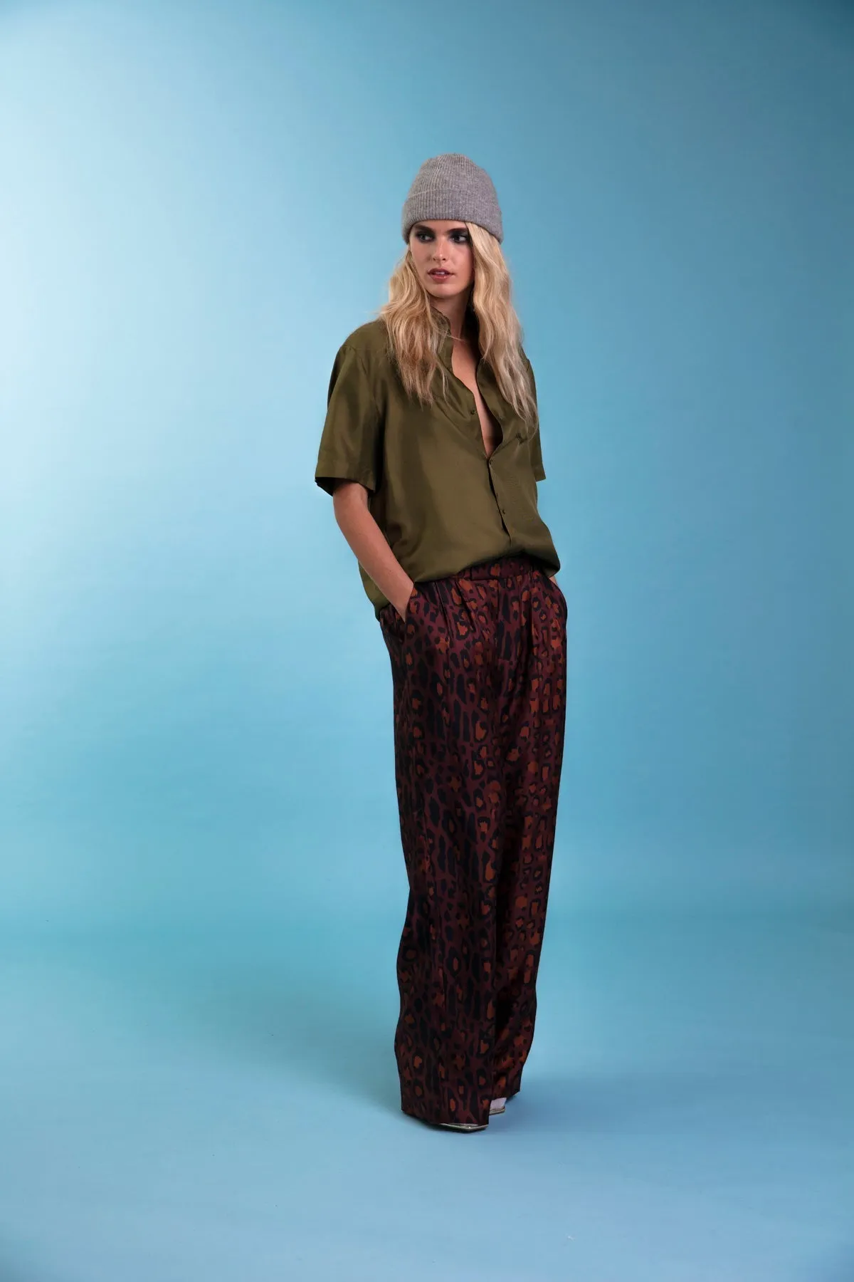 Salinas Silk Trouser Chocolate Jaguar Woman
