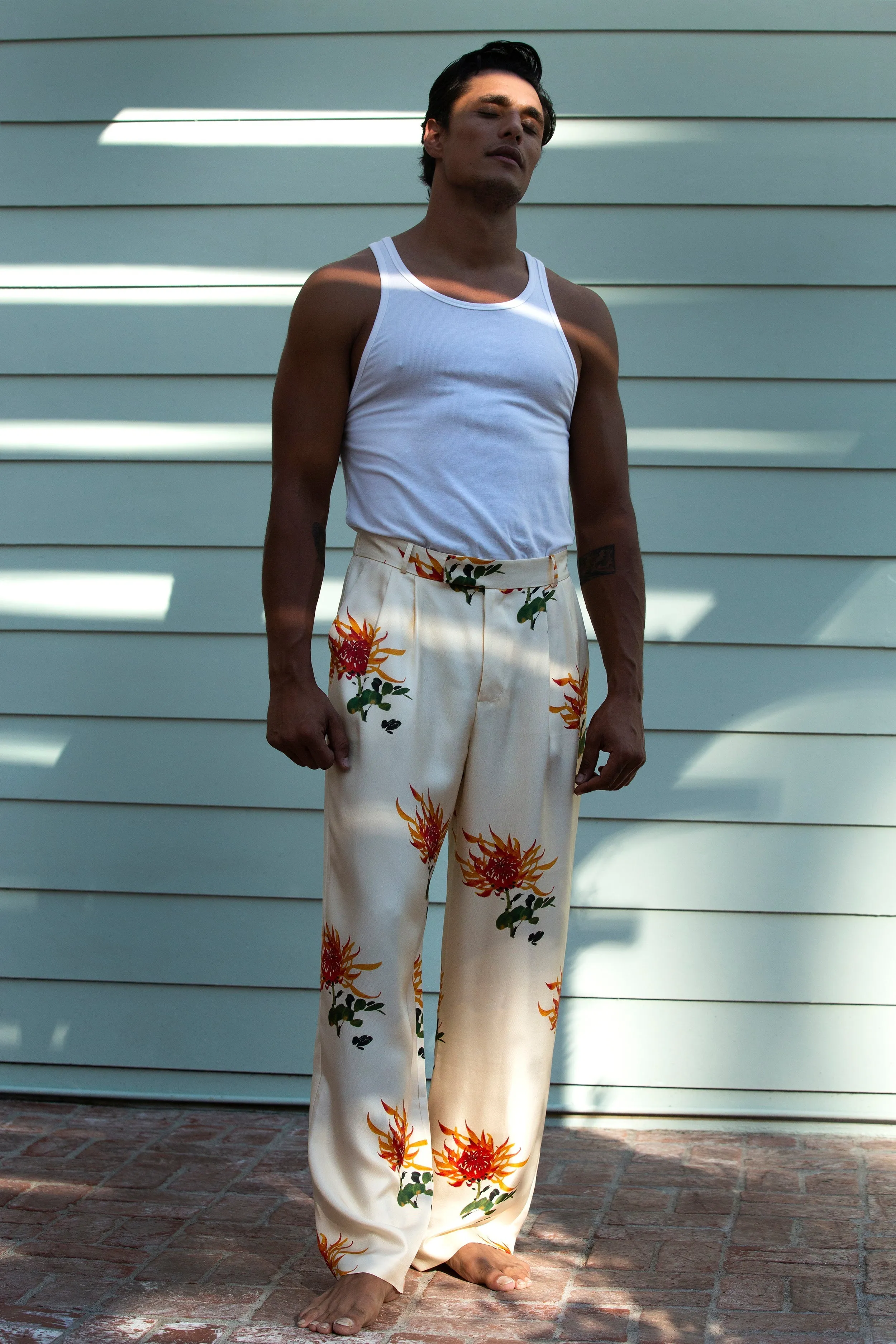 Salinas Silk Trouser Orange Chrysanthemum Man