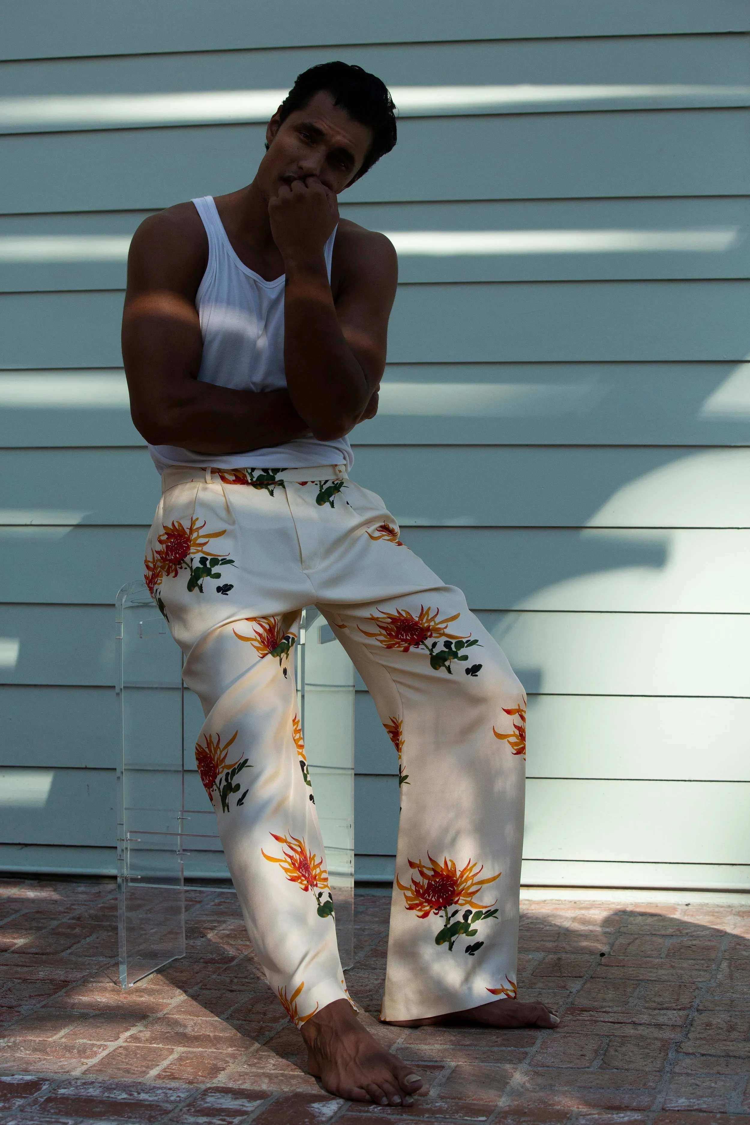 Salinas Silk Trouser Orange Chrysanthemum Man