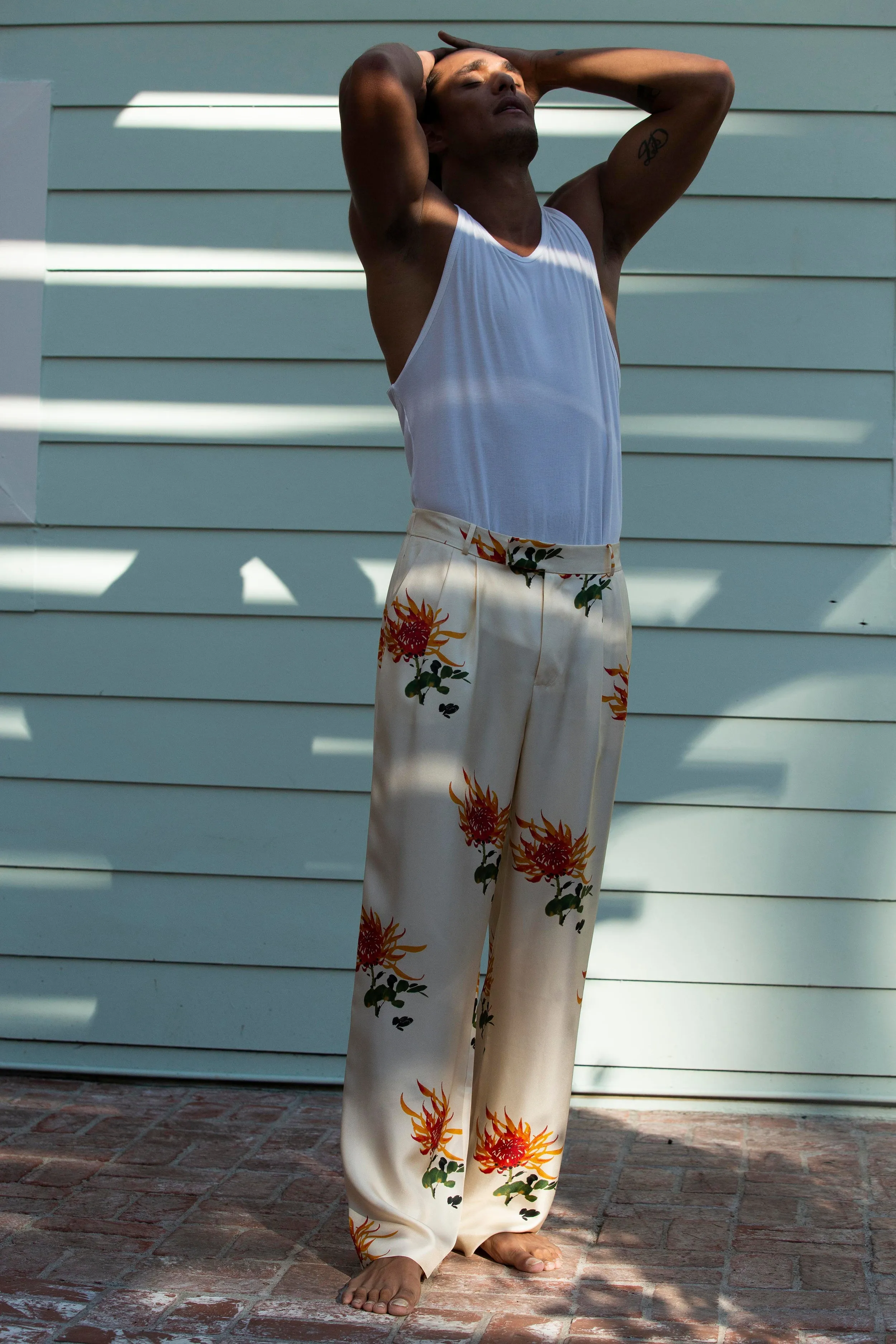 Salinas Silk Trouser Orange Chrysanthemum Man