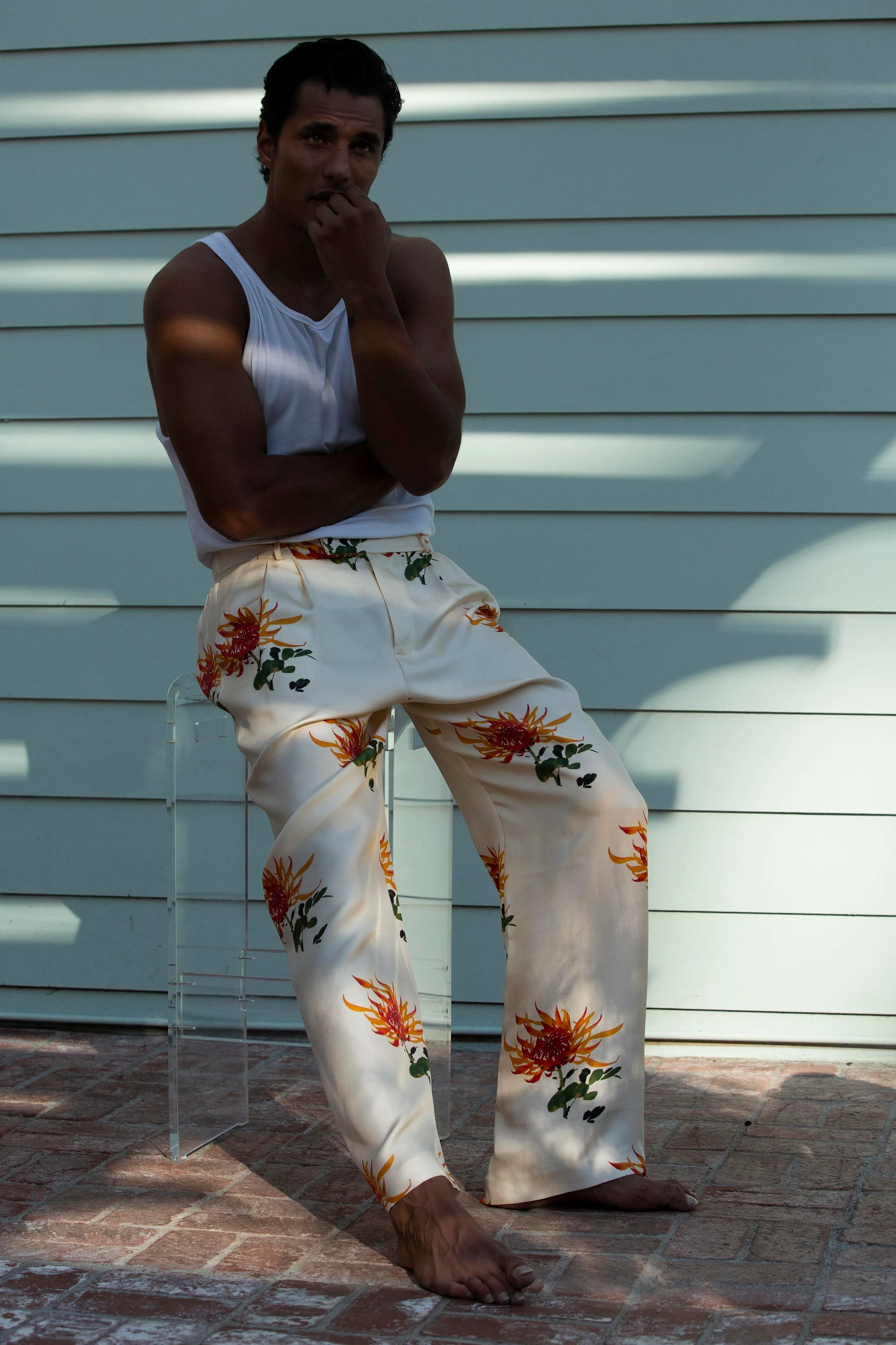 Salinas Silk Trouser Orange Chrysanthemum Man