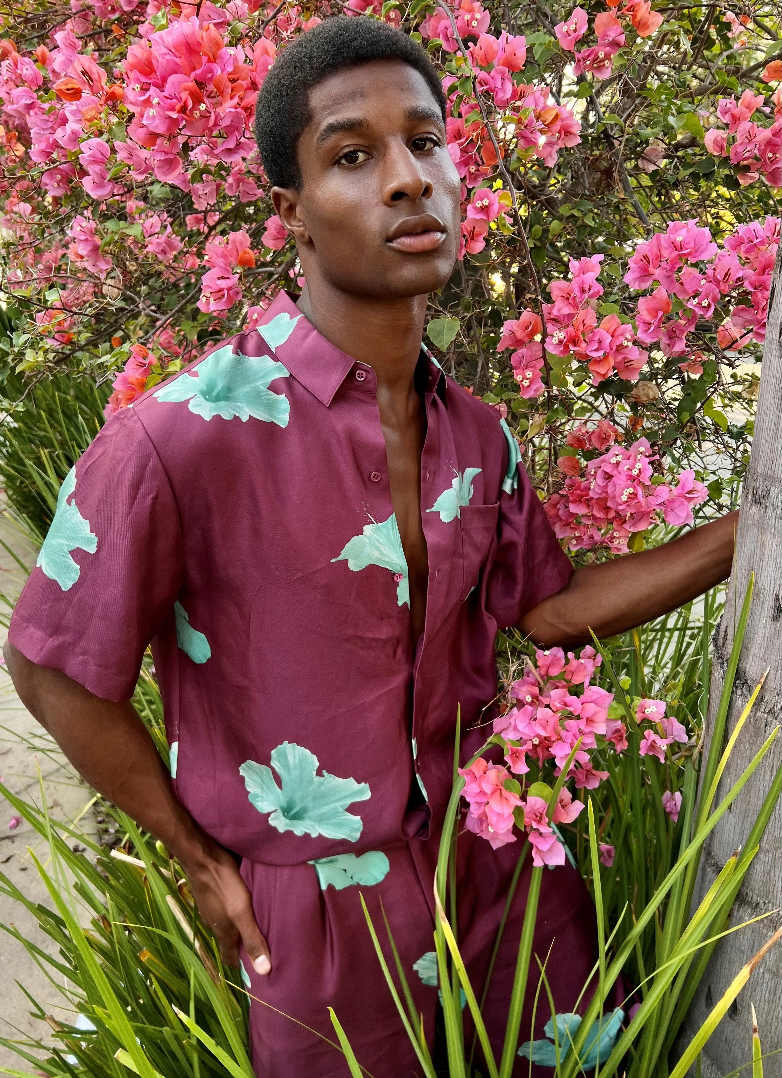 Salinas Silk Trouser Purple Hawaii Man