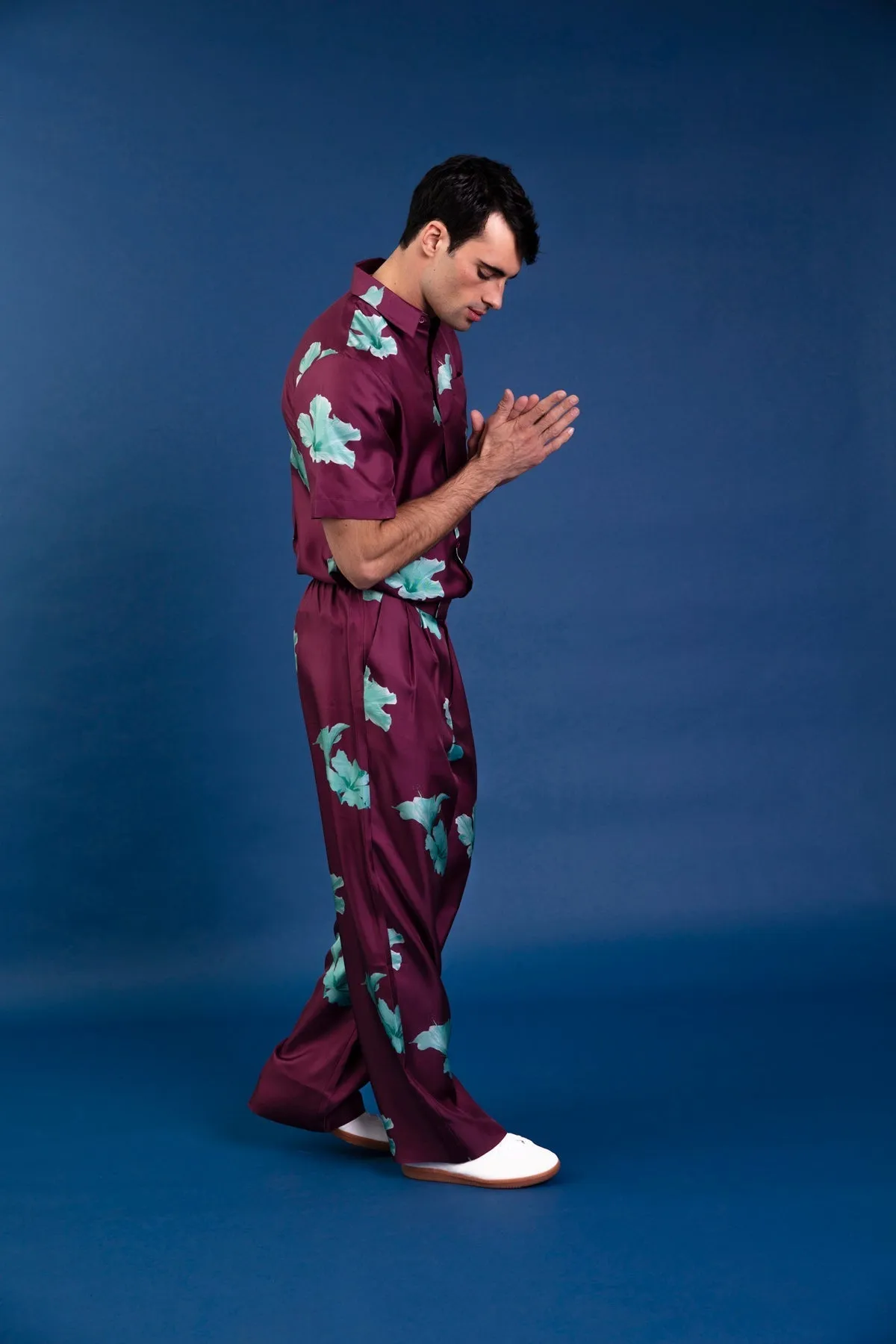 Salinas Silk Trouser Purple Hawaii Man