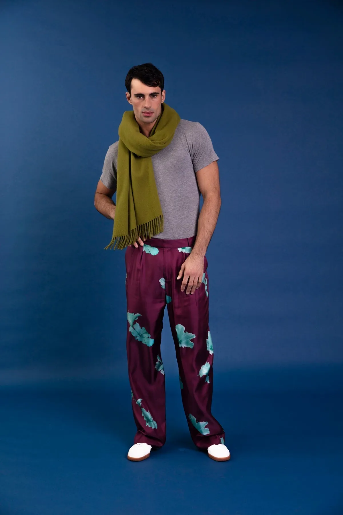 Salinas Silk Trouser Purple Hawaii Man