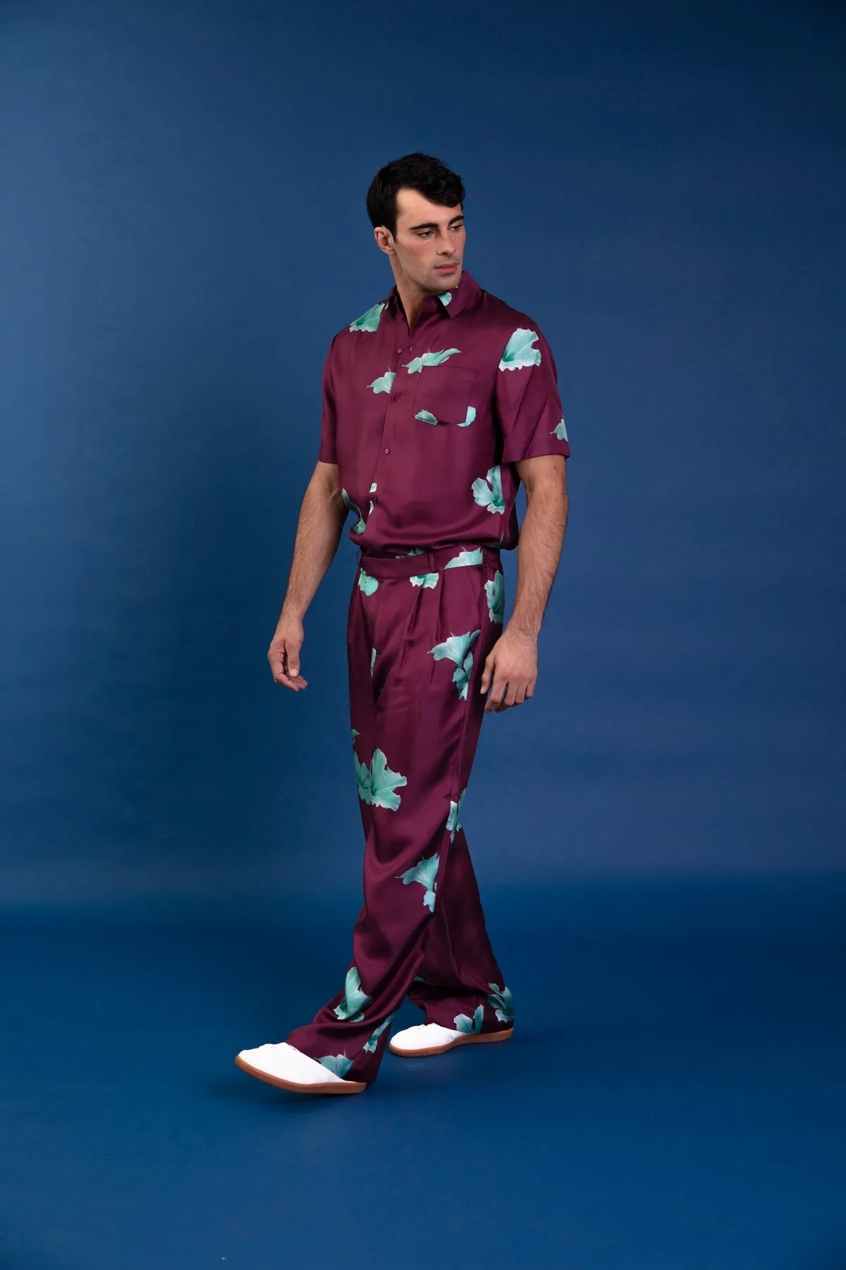 Salinas Silk Trouser Purple Hawaii Man