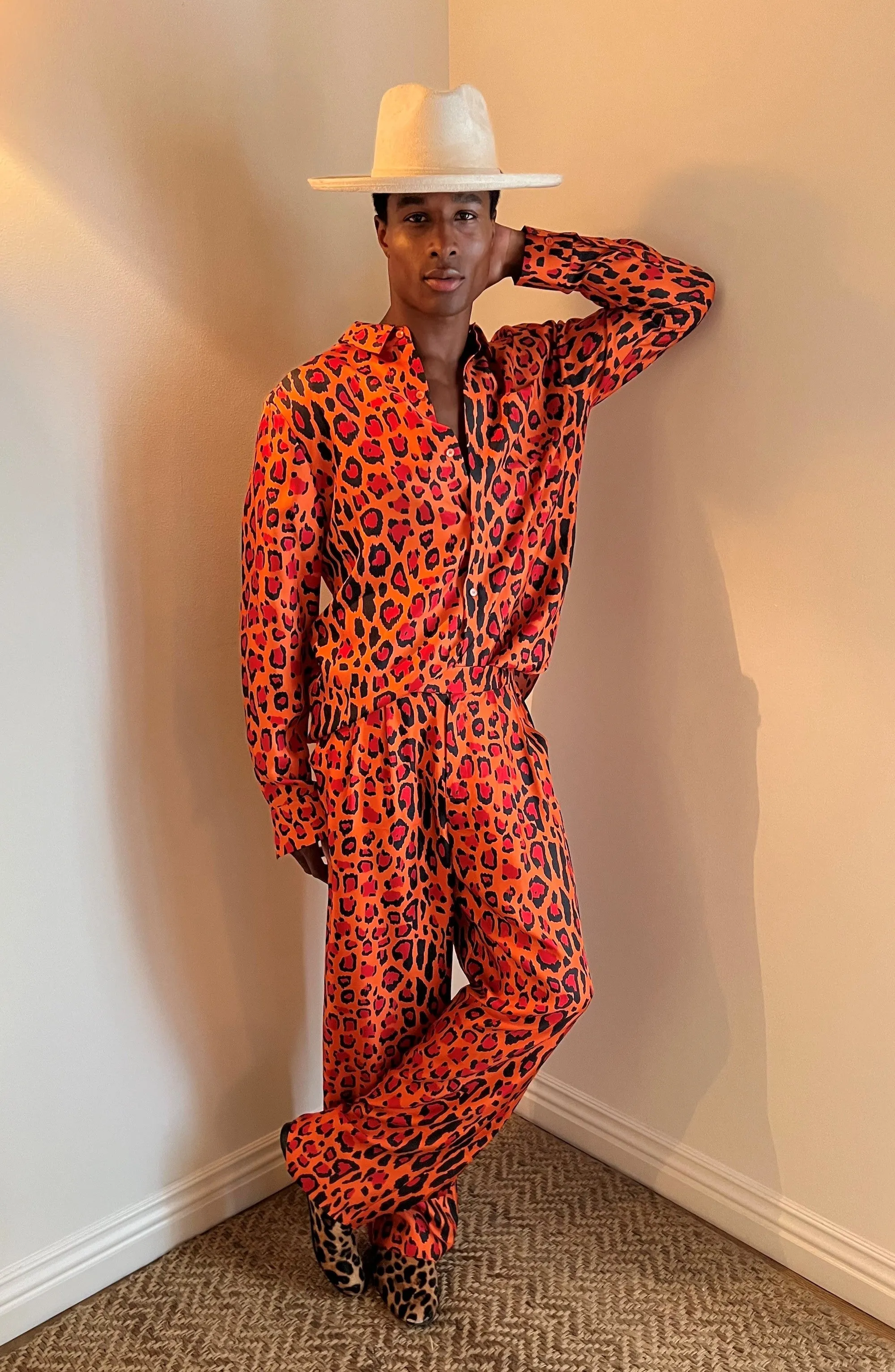 Salinas Silk Trouser Red Jaguar Man