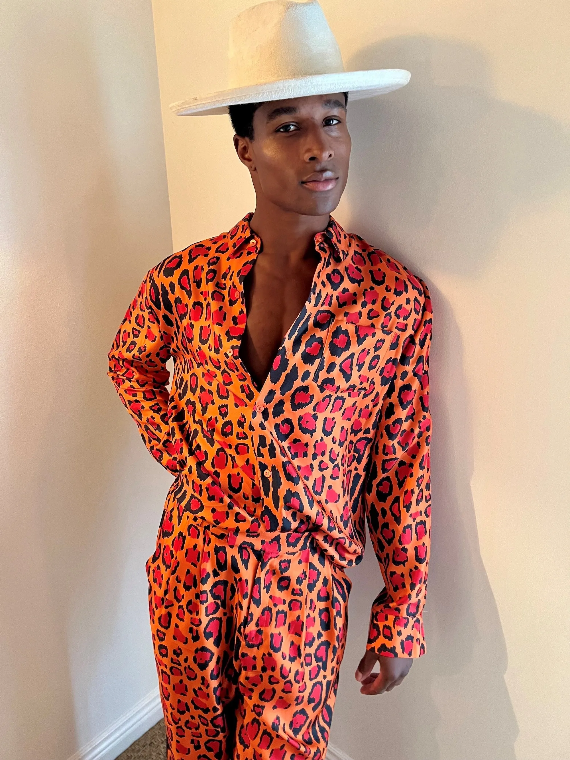 Salinas Silk Trouser Red Jaguar Man