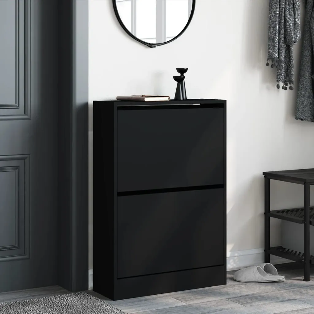 Shoe Cabinet Black 60x21x87.5 cm Engineered Wood
