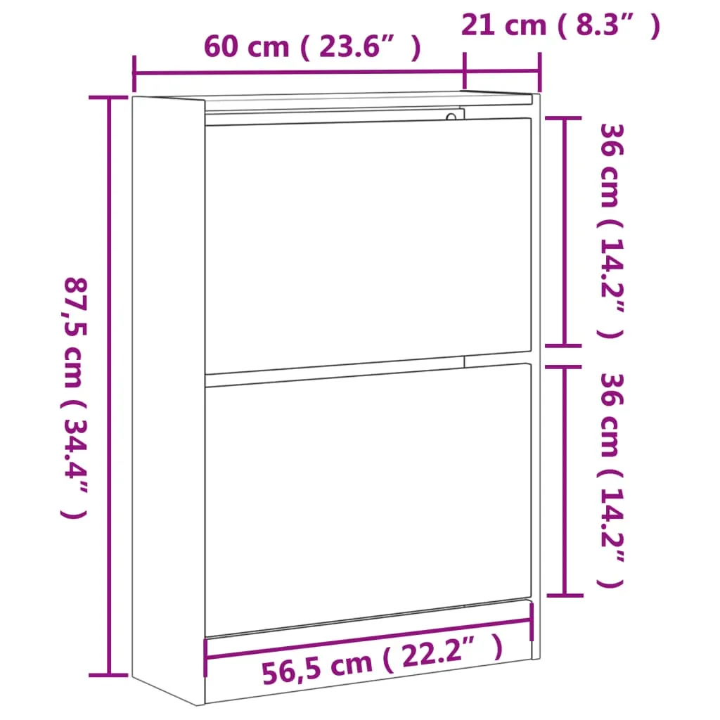 Shoe Cabinet Black 60x21x87.5 cm Engineered Wood