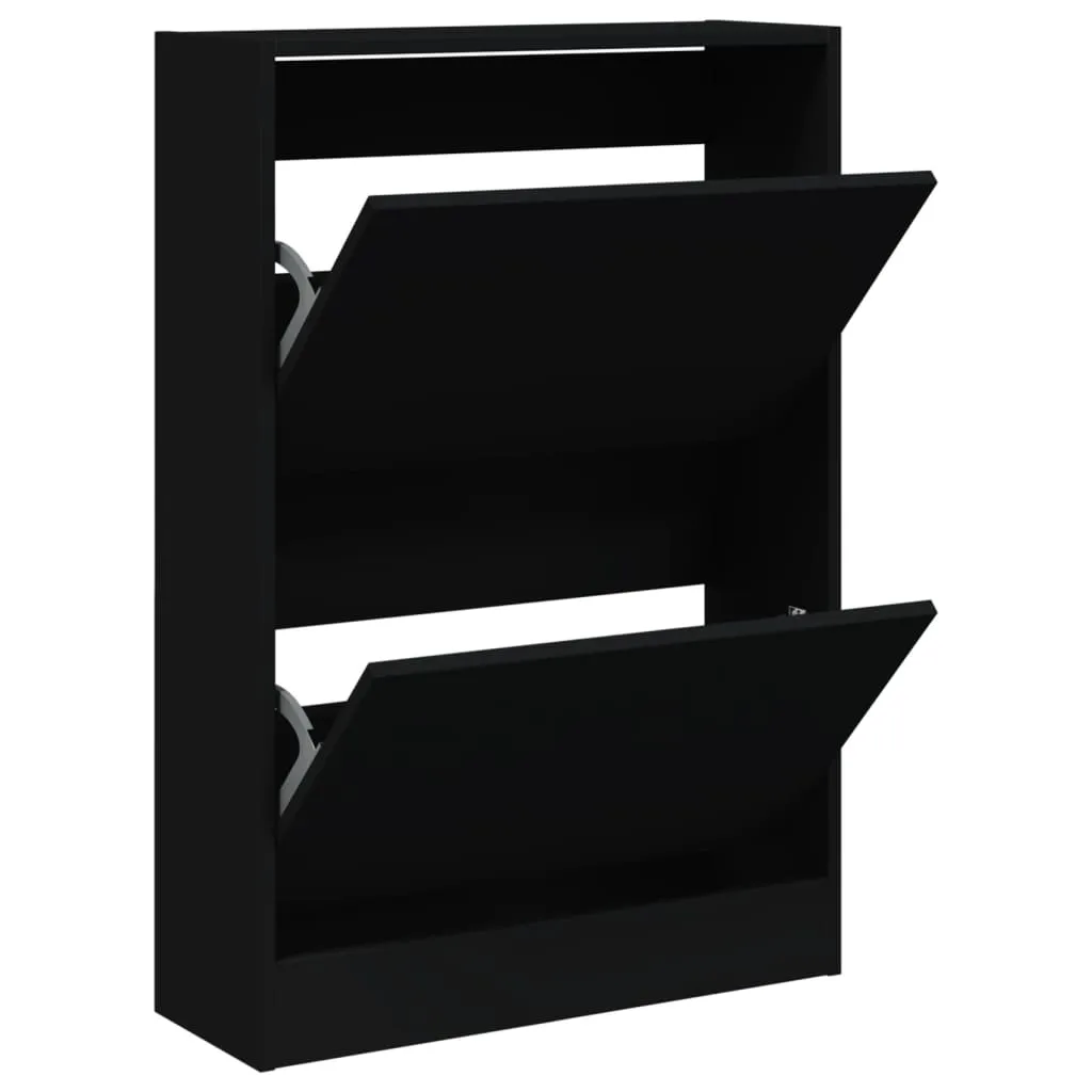 Shoe Cabinet Black 60x21x87.5 cm Engineered Wood
