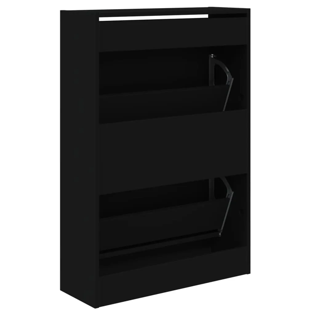 Shoe Cabinet Black 60x21x87.5 cm Engineered Wood