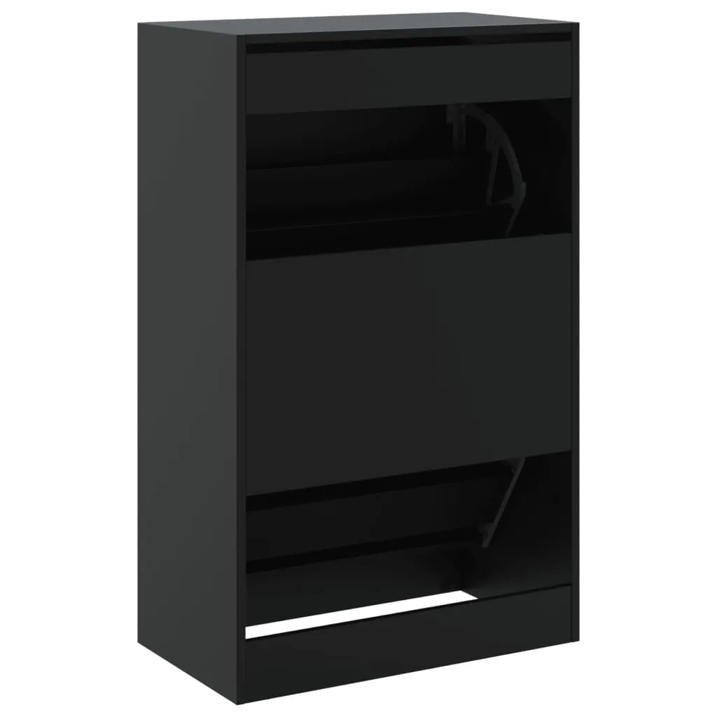 Shoe Cabinet Black 60x34x96.5 cm Engineered Wood