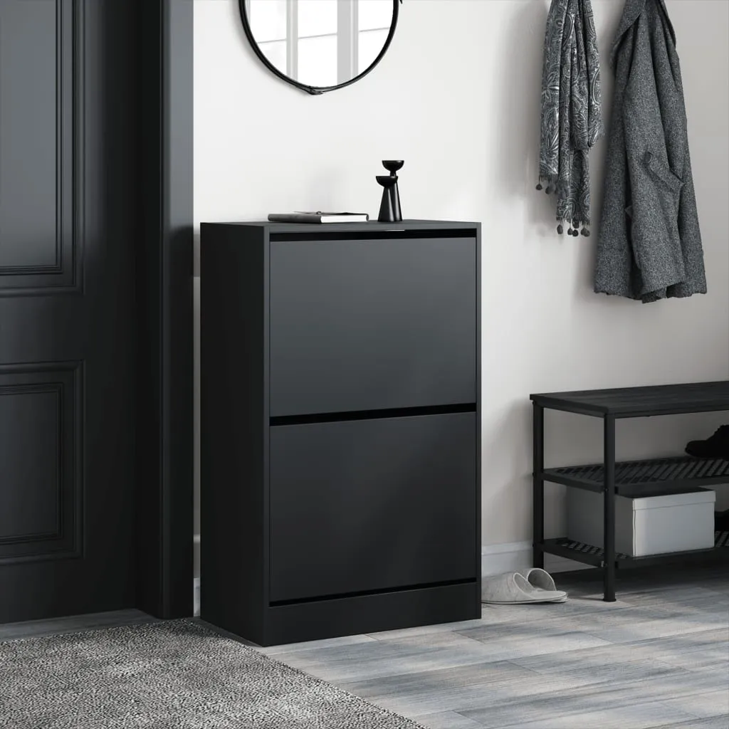 Shoe Cabinet Black 60x34x96.5 cm Engineered Wood