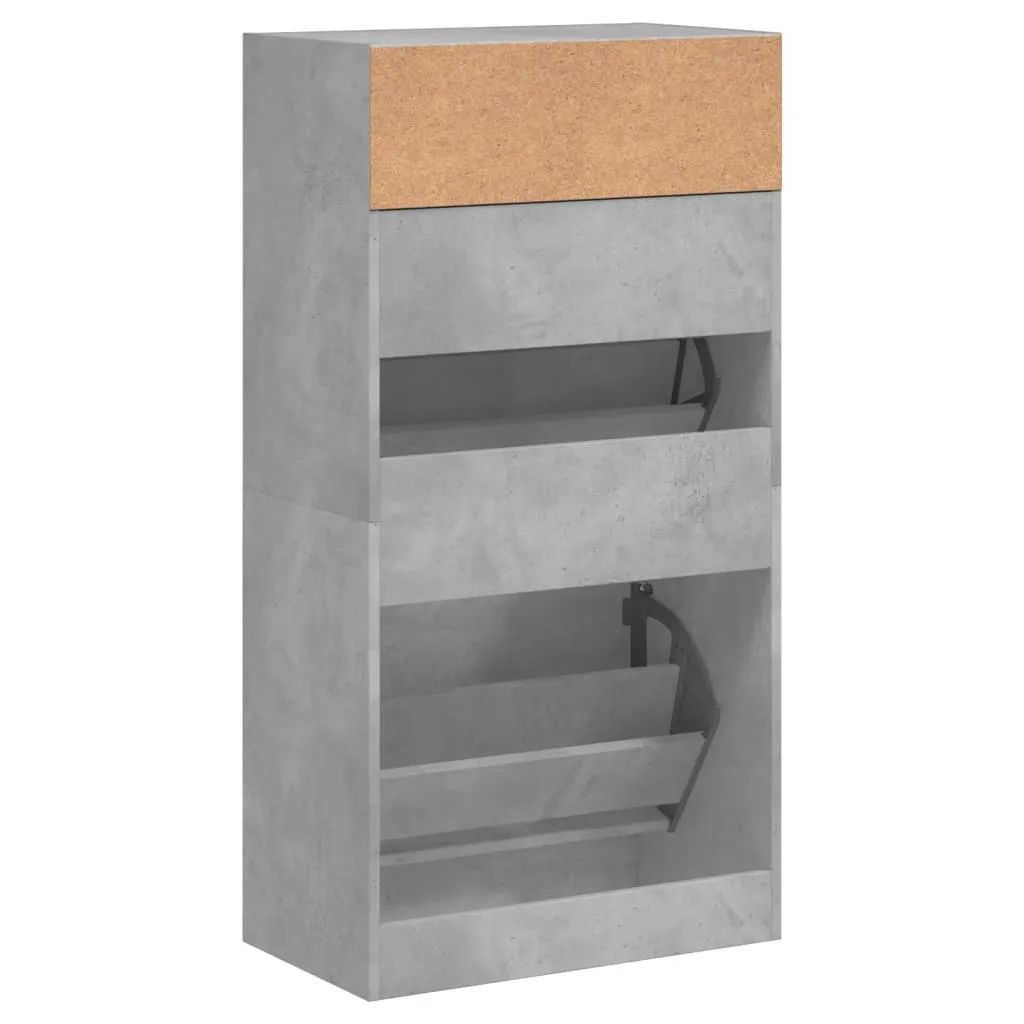 Shoe Cabinet Concrete Grey 60x34x116 cm Engineered Wood