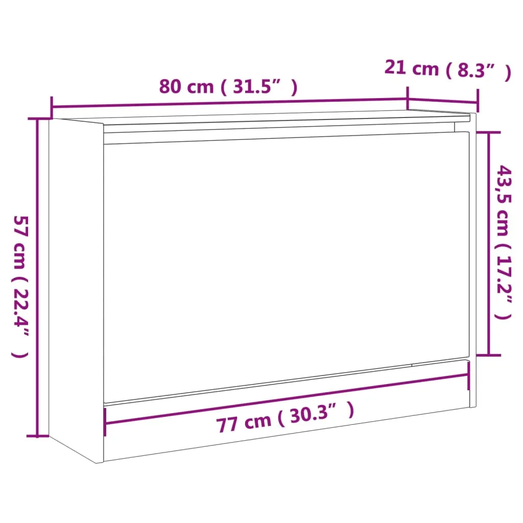 Shoe Cabinet Sonoma Oak 80x21x57 cm Engineered Wood