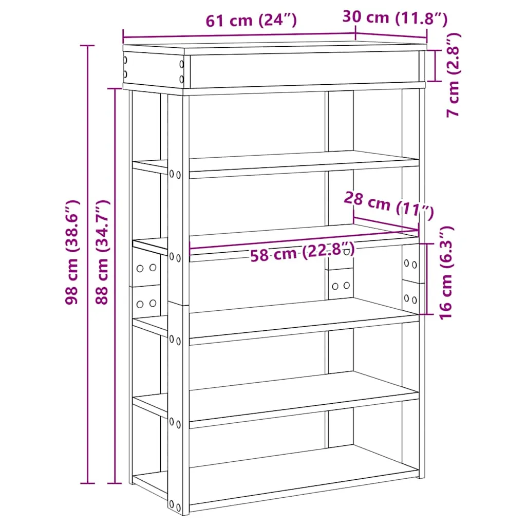 Shoe Rack White 60x30x98 cm Engineered Wood