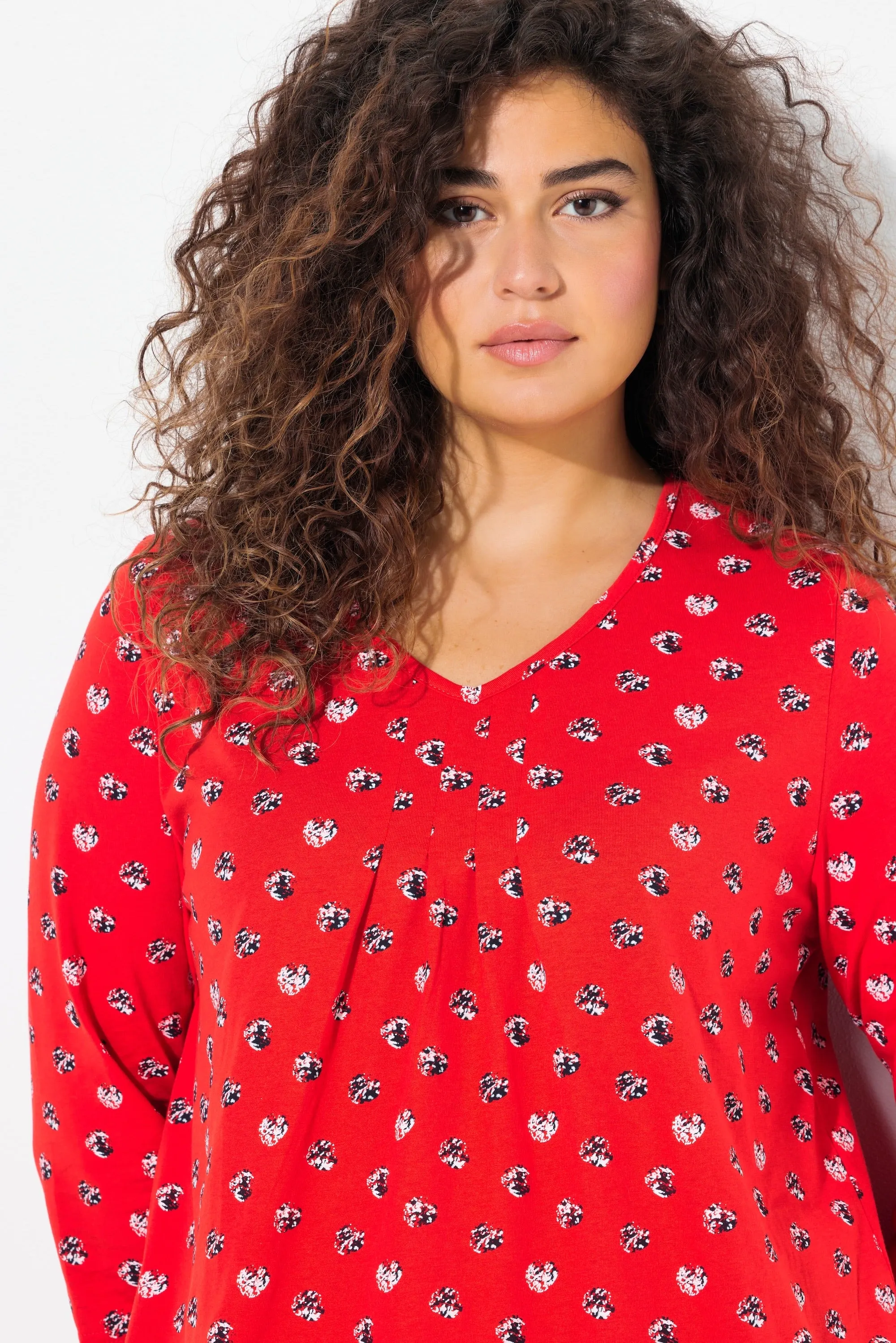 Ulla Popken Red Dot Print Top