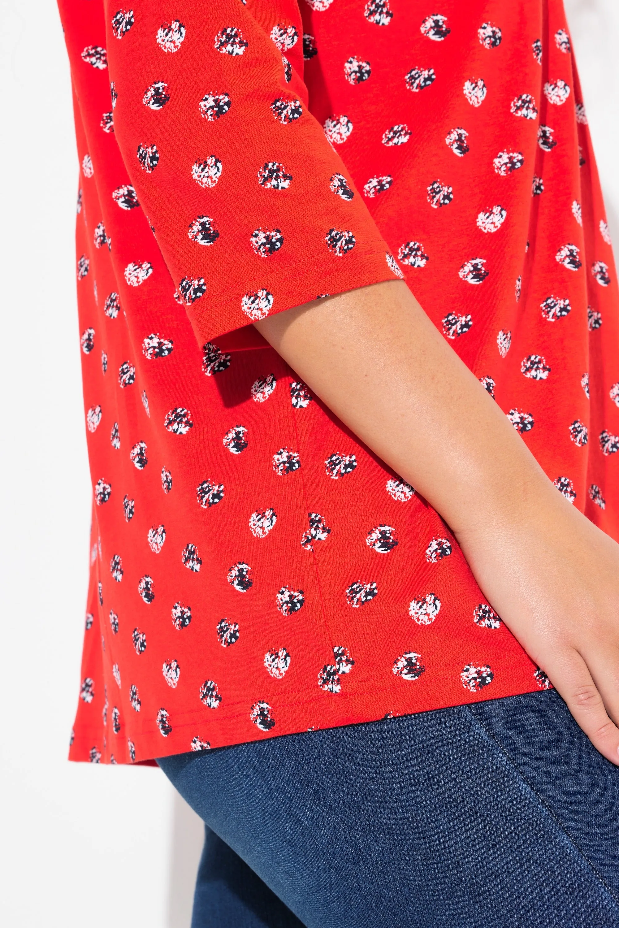 Ulla Popken Red Dot Print Top