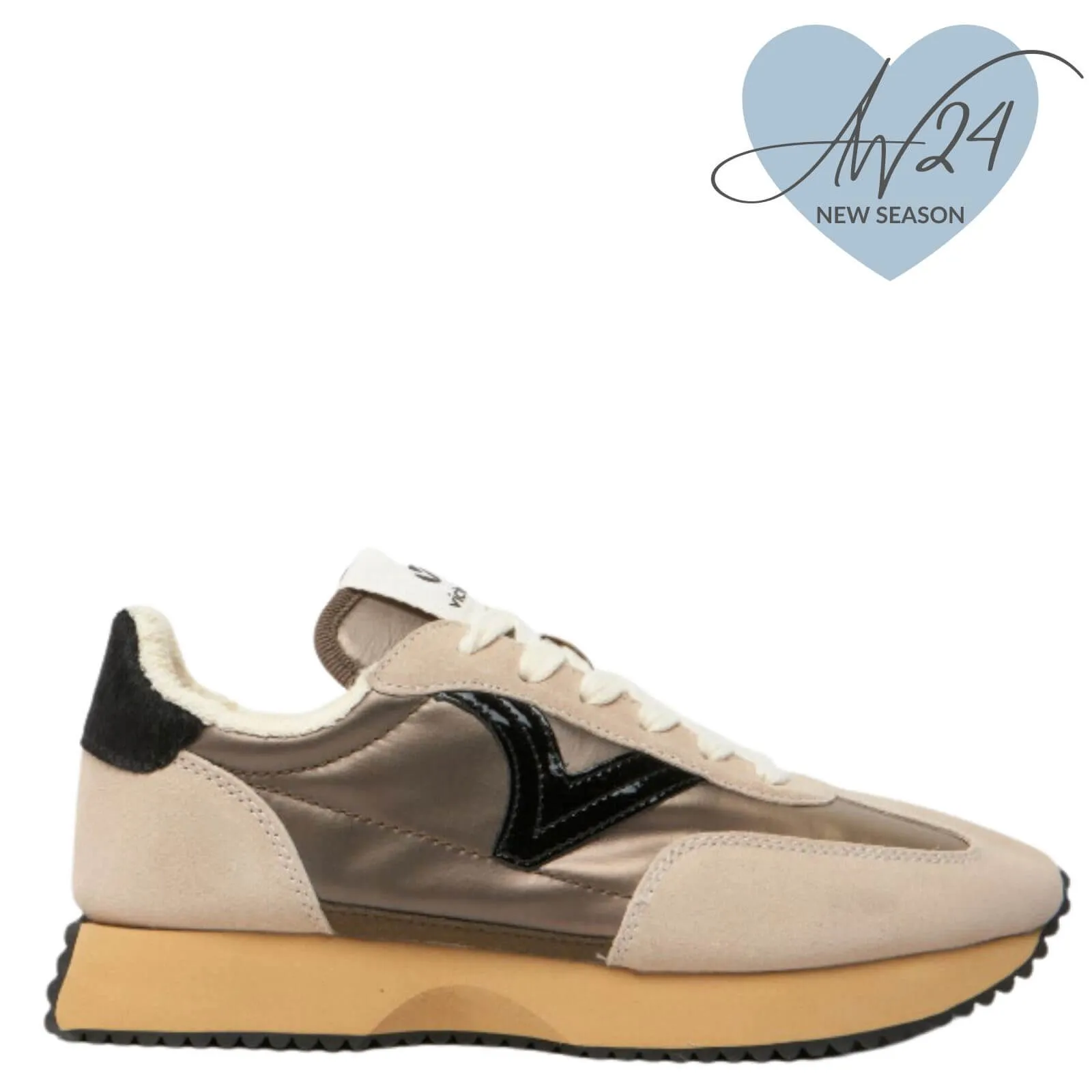 Victoria Cosmos Nylon/Suede Sneakers - Beige