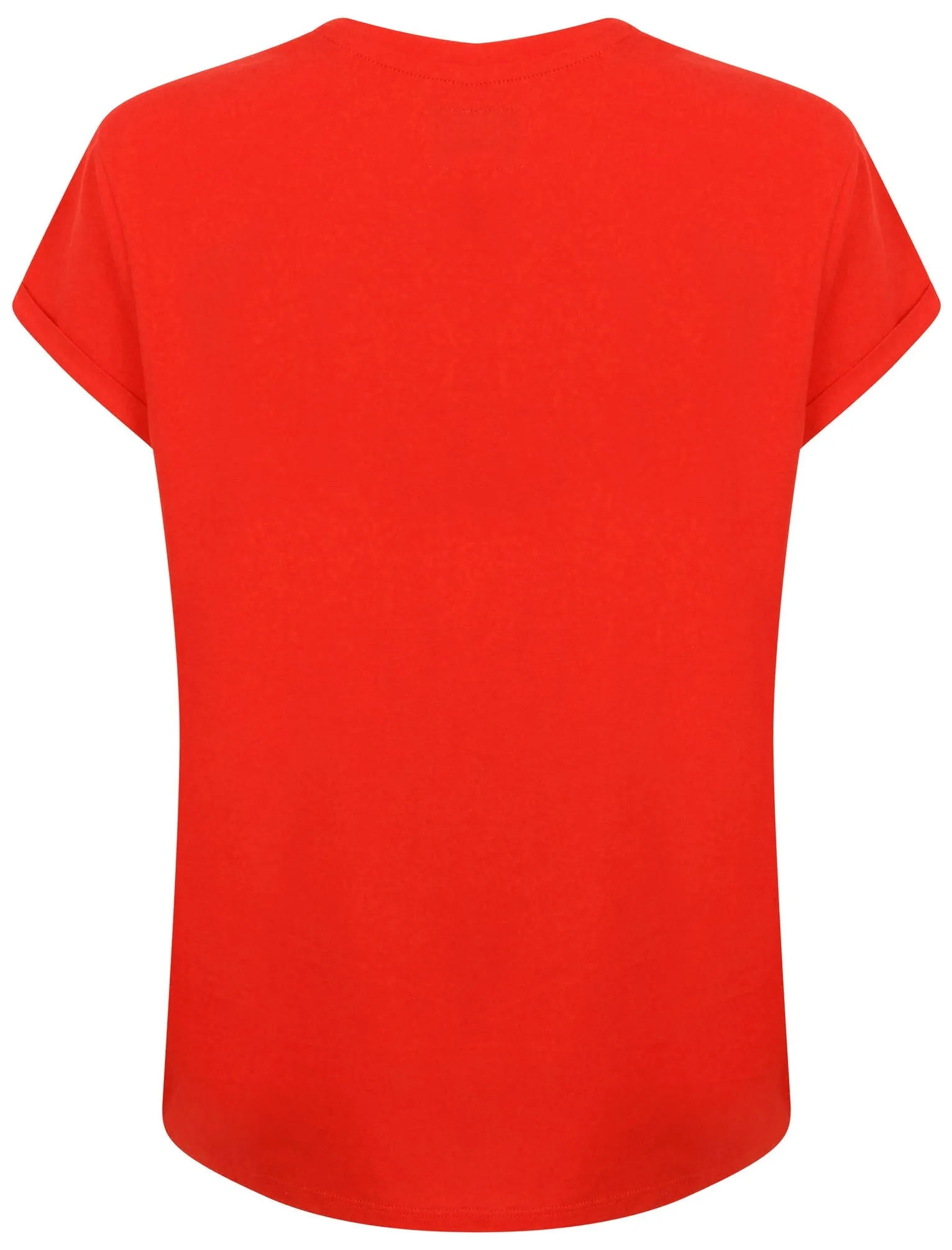 Womens Cotton T-Shirt with Turn-Up Sleeves In Lollipop Red - Tokyo Laundry